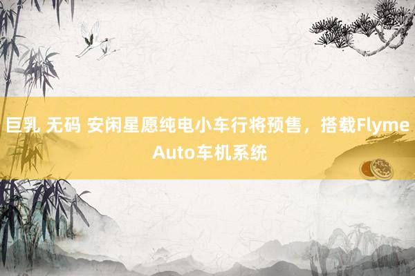 巨乳 无码 安闲星愿纯电小车行将预售，搭载Flyme Auto车机系统