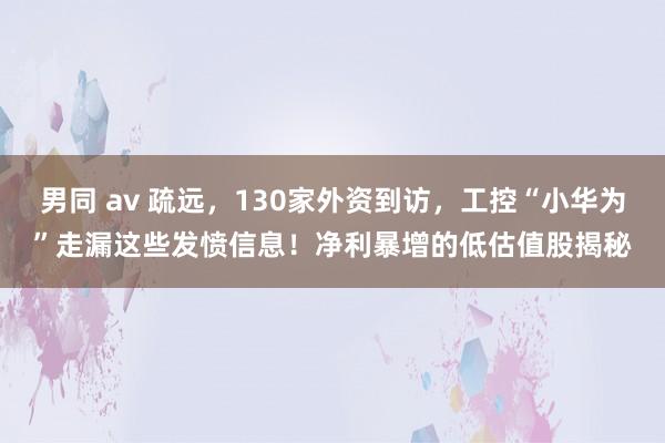 男同 av 疏远，130家外资到访，工控“小华为”走漏这些发愤信息！净利暴增的低估值股揭秘