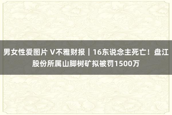 男女性爱图片 V不雅财报｜16东说念主死亡！盘江股份所属山脚树矿拟被罚1500万