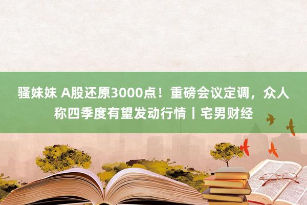 骚妹妹 A股还原3000点！重磅会议定调，众人称四季度有望发动行情丨宅男财经