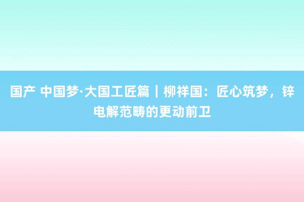 国产 中国梦·大国工匠篇｜柳祥国：匠心筑梦，锌电解范畴的更动前卫