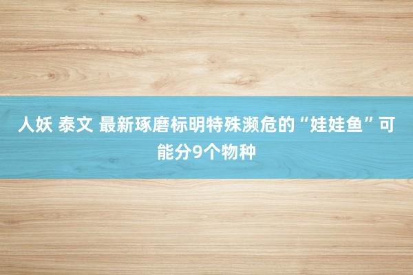 人妖 泰文 最新琢磨标明特殊濒危的“娃娃鱼”可能分9个物种