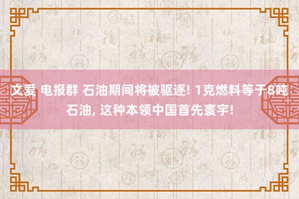 文爱 电报群 石油期间将被驱逐! 1克燃料等于8吨石油， 这种本领中国首先寰宇!