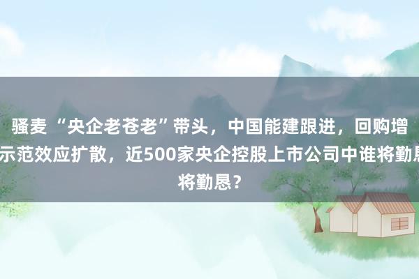 骚麦 “央企老苍老”带头，中国能建跟进，回购增捏示范效应扩散，近500家央企控股上市公司中谁将勤恳？