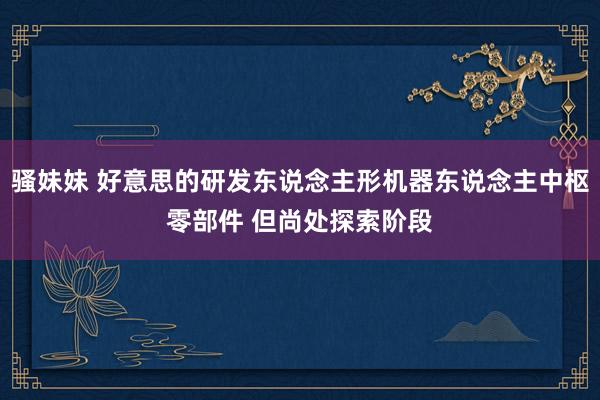 骚妹妹 好意思的研发东说念主形机器东说念主中枢零部件 但尚处探索阶段