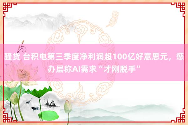 骚货 台积电第三季度净利润超100亿好意思元，惩办层称AI需求“才刚脱手”