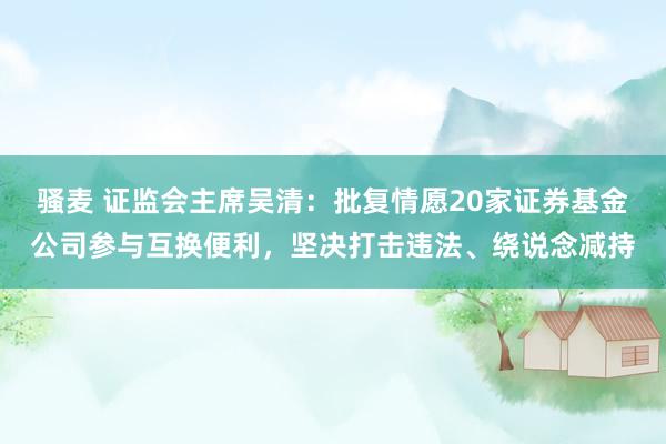 骚麦 证监会主席吴清：批复情愿20家证券基金公司参与互换便利，坚决打击违法、绕说念减持