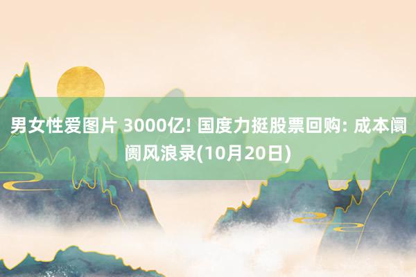 男女性爱图片 3000亿! 国度力挺股票回购: 成本阛阓风浪录(10月20日)