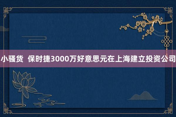 小骚货  保时捷3000万好意思元在上海建立投资公司