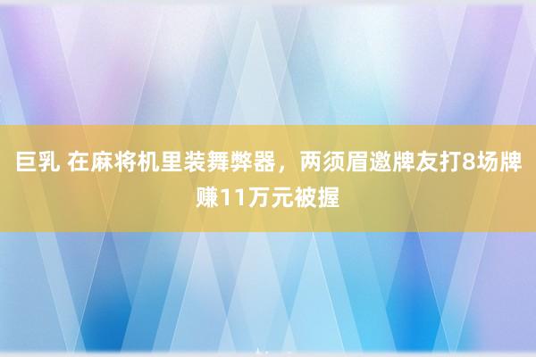 巨乳 在麻将机里装舞弊器，两须眉邀牌友打8场牌赚11万元被握