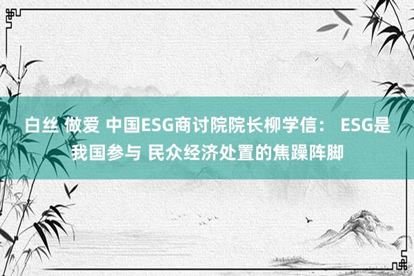 白丝 做爱 中国ESG商讨院院长柳学信： ESG是我国参与 民众经济处置的焦躁阵脚