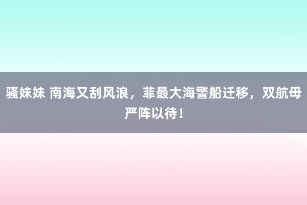 骚妹妹 南海又刮风浪，菲最大海警船迁移，双航母严阵以待！