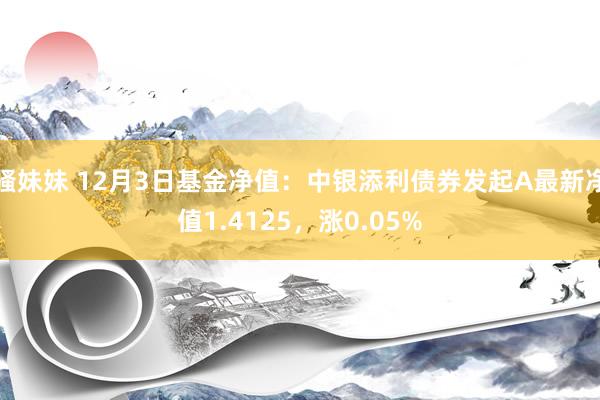 骚妹妹 12月3日基金净值：中银添利债券发起A最新净值1.4125，涨0.05%