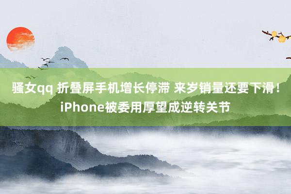 骚女qq 折叠屏手机增长停滞 来岁销量还要下滑！iPhone被委用厚望成逆转关节