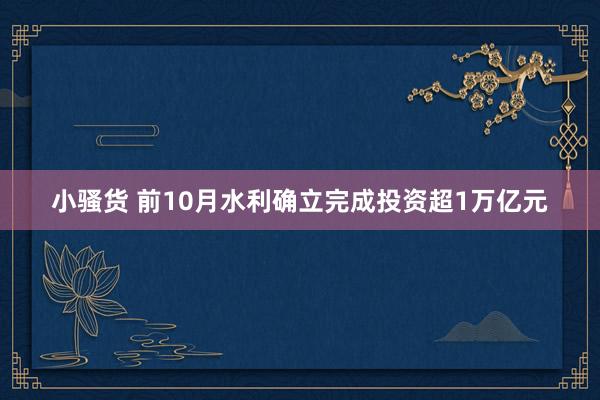 小骚货 前10月水利确立完成投资超1万亿元