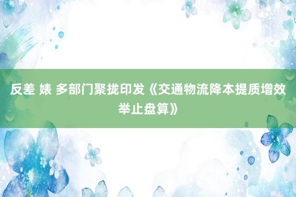 反差 婊 多部门聚拢印发《交通物流降本提质增效举止盘算》