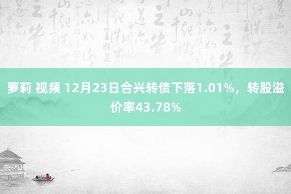 萝莉 视频 12月23日合兴转债下落1.01%，转股溢价率43.78%