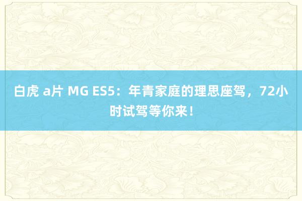 白虎 a片 MG ES5：年青家庭的理思座驾，72小时试驾等你来！