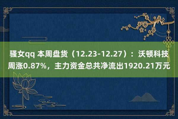 骚女qq 本周盘货（12.23-12.27）：沃顿科技周涨0.87%，主力资金总共净流出1920.21万元