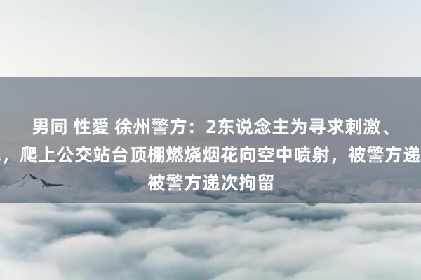 男同 性愛 徐州警方：2东说念主为寻求刺激、博眼球，爬上公交站台顶棚燃烧烟花向空中喷射，被警方递次拘留