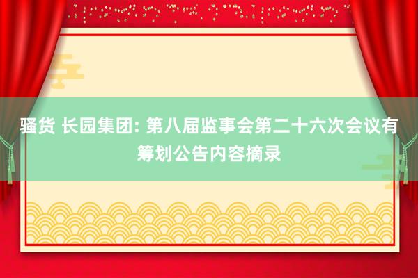 骚货 长园集团: 第八届监事会第二十六次会议有筹划公告内容摘录