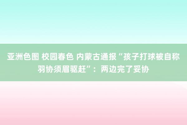 亚洲色图 校园春色 内蒙古通报“孩子打球被自称羽协须眉驱赶”：两边完了妥协