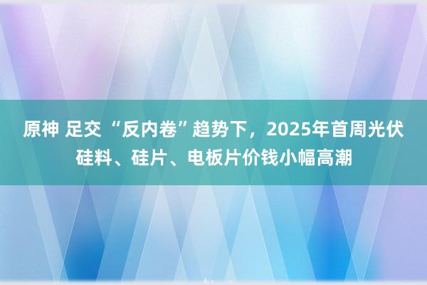 原神 足交 “反内卷”趋势下，2025年首周光伏硅料、硅片、电板片价钱小幅高潮