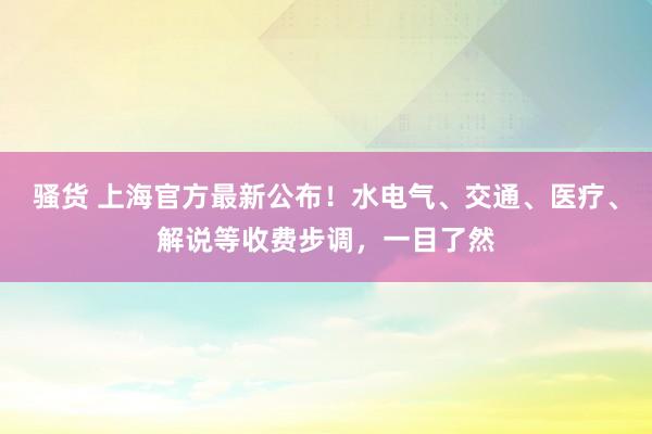 骚货 上海官方最新公布！水电气、交通、医疗、解说等收费步调，一目了然