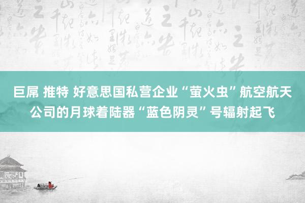 巨屌 推特 好意思国私营企业“萤火虫”航空航天公司的月球着陆器“蓝色阴灵”号辐射起飞